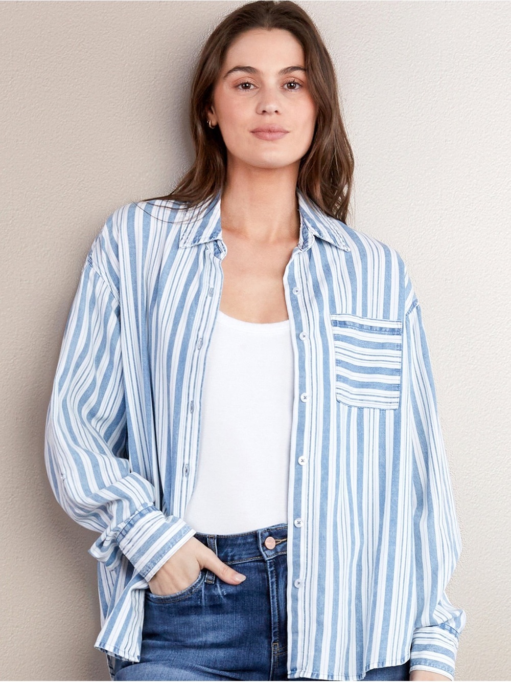 Billy T Denim Stripes Shirt NWT 98.00